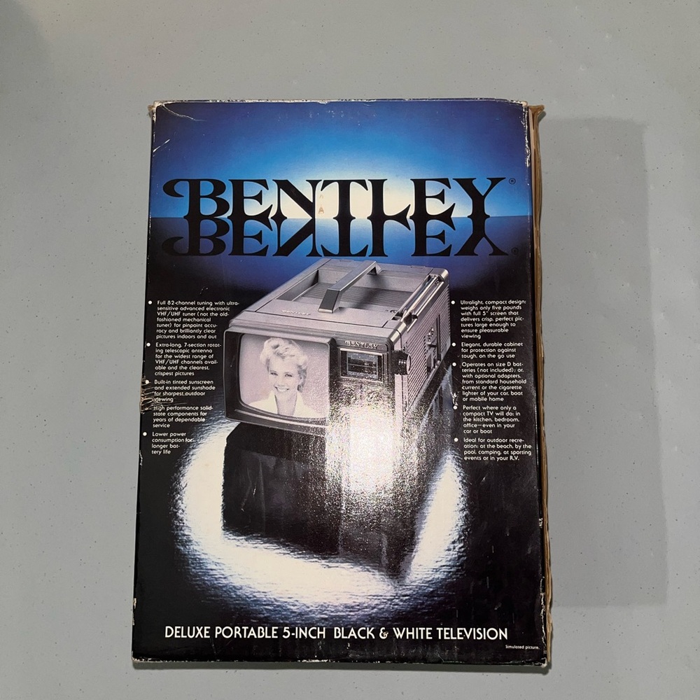 NIB Vintage Black & White Portable 5” TV